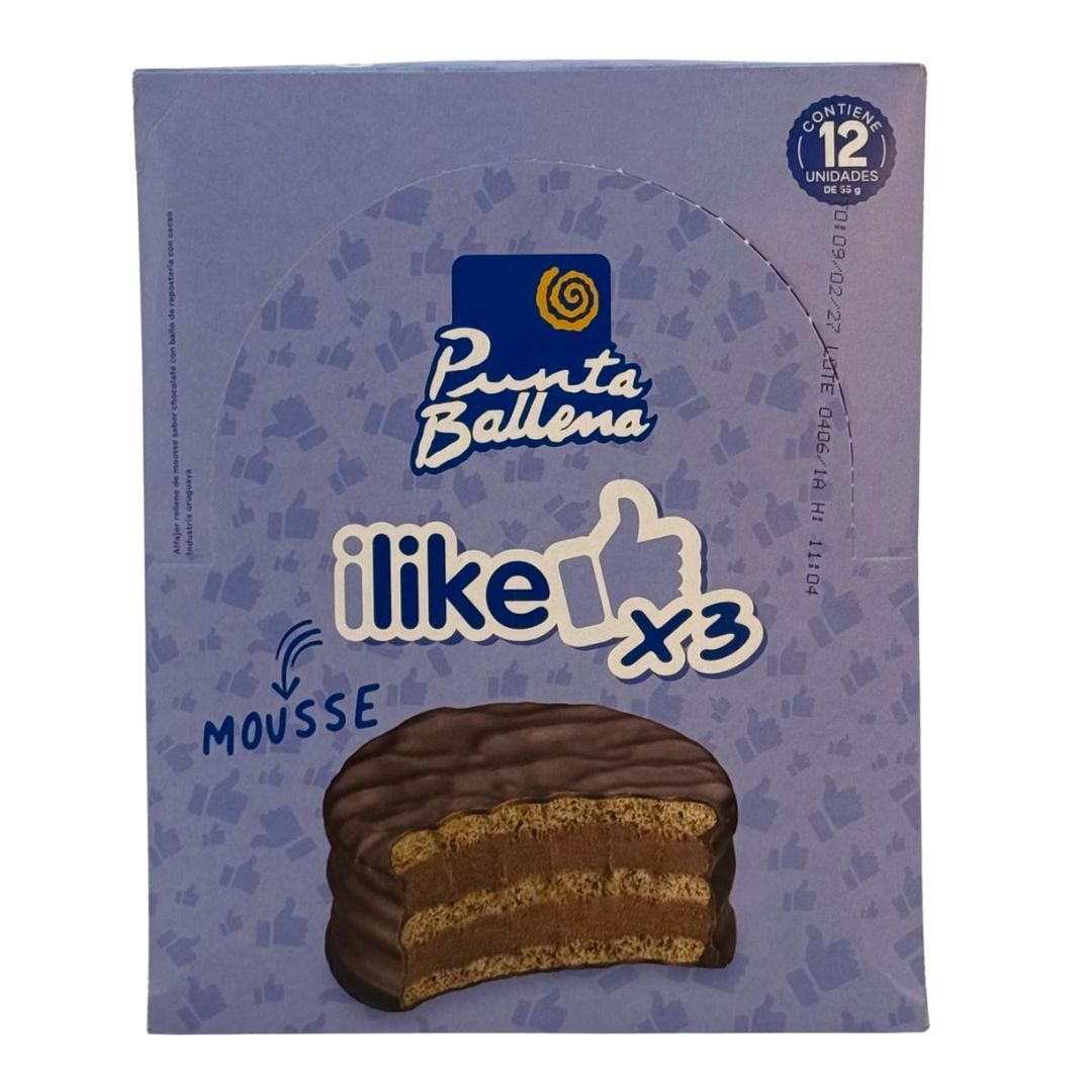 Alfajor Punta Ballena Mousse Chocolate Caja 12 x 55gr
