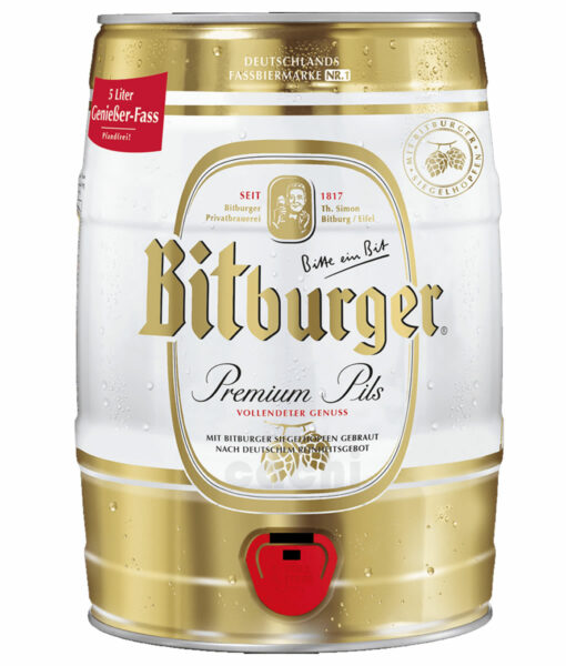 Cerveza Bitburger Alemana Barril 5 lt Premium Pils
