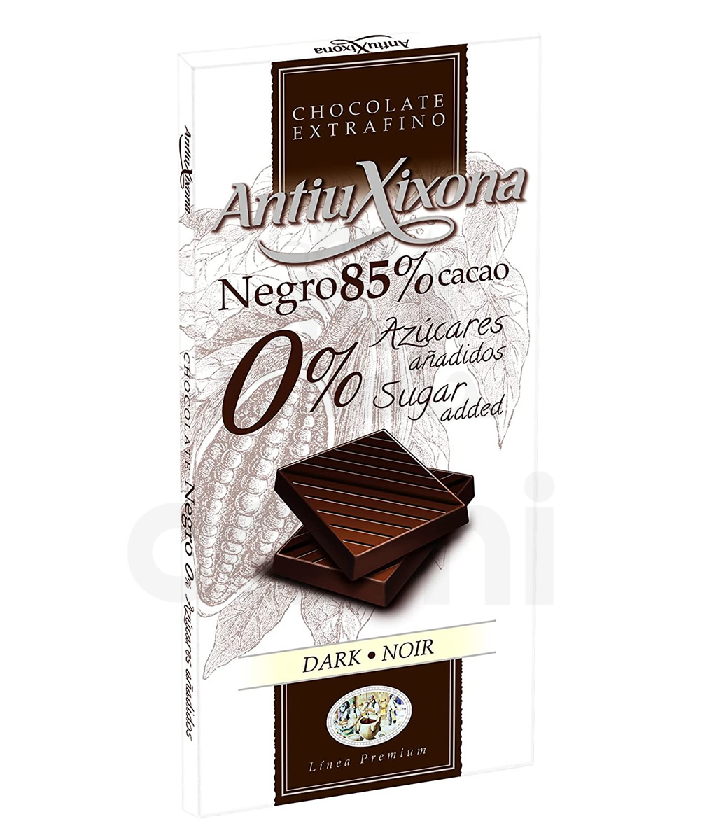Chocolate Antiu Xixona Negro 85% Sin Azúcar Sin Glúten 90gr