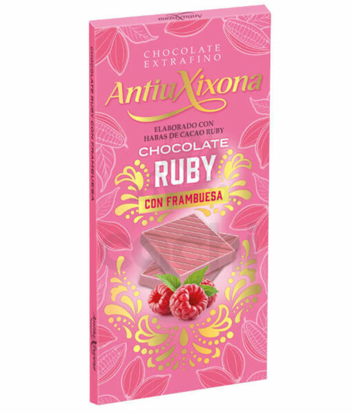 Chocolate Ruby Antiu Xixona Blanco con Frambuesa 100grs