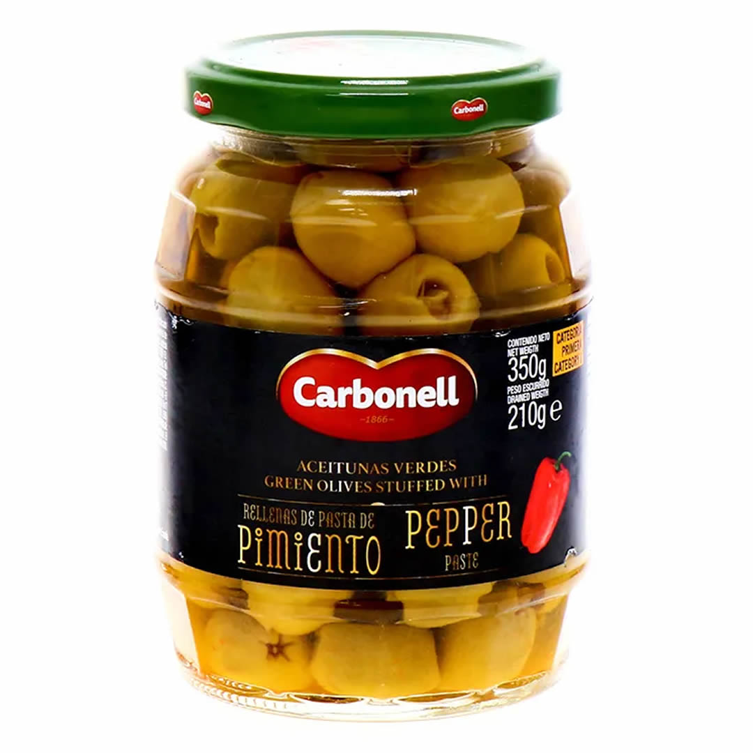 Frasco de Aceitunas Con Pimiento Carbonell 350gr