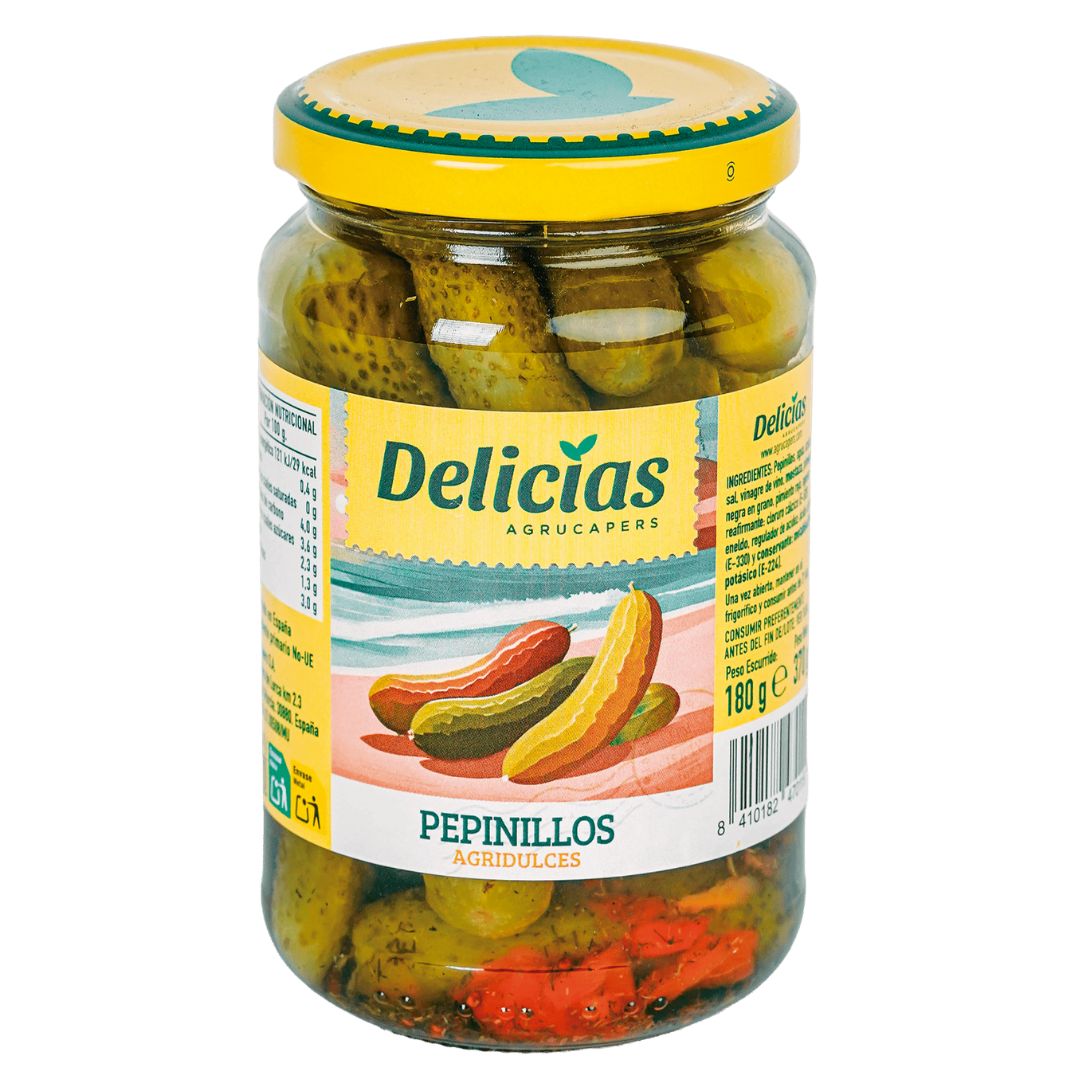 Pepinillos Agridulces Delicias 180grs