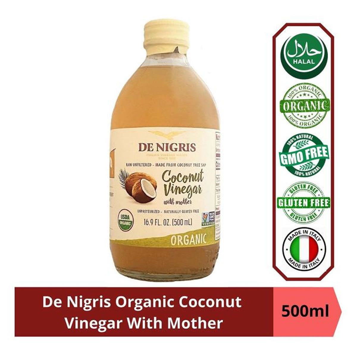 Vinagre de Coco Organico con Madre De Nigris 500ml Sin Glute 2 Vinagre de Coco Organico con Madre De Nigris 500ml Sin Glute