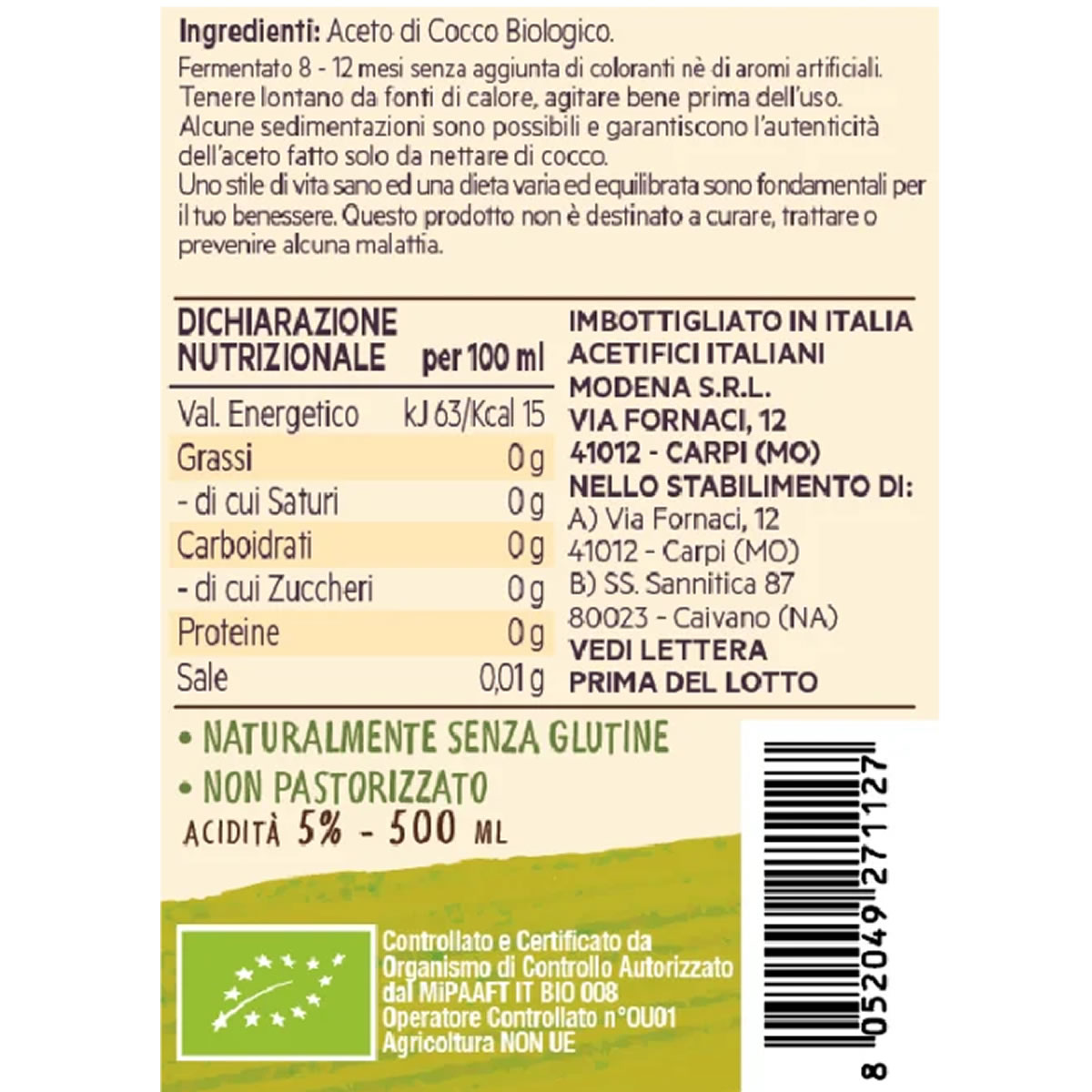 Vinagre de Coco Organico con Madre De Nigris 500ml Sin Glute 3 Vinagre de Coco Organico con Madre De Nigris 500ml Sin Glute