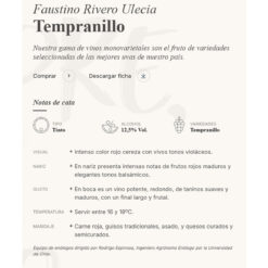 Vino Faustino Rivero Tempranillo Español 750ml